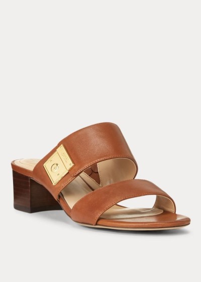 Sandalias Ralph Lauren Mujer Marrom Oscuro - Windham Leather - BLHPS3867